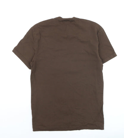 Weekday Men's Brown XS Graphic Print Crew Neck T-Shirt