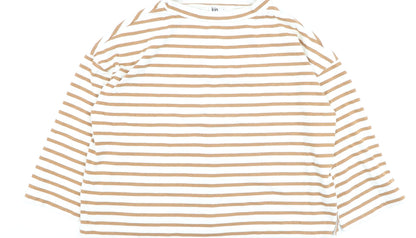 Kin by John Lewis Men's Beige White Striped Cotton Pullover Jumper M