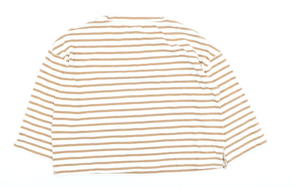 Kin by John Lewis Men's Beige White Striped Cotton Pullover Jumper M
