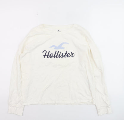 Hollister Boys White Cotton Long Sleeve Pyjama Top M