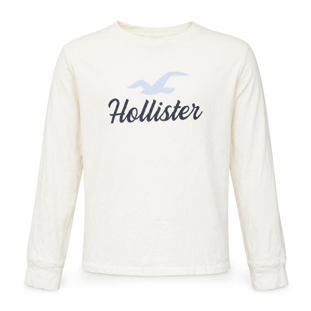 Hollister Boys White Cotton Long Sleeve Pyjama Top M