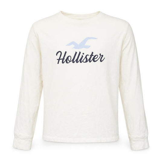 Hollister Boys White Cotton Long Sleeve Pyjama Top M