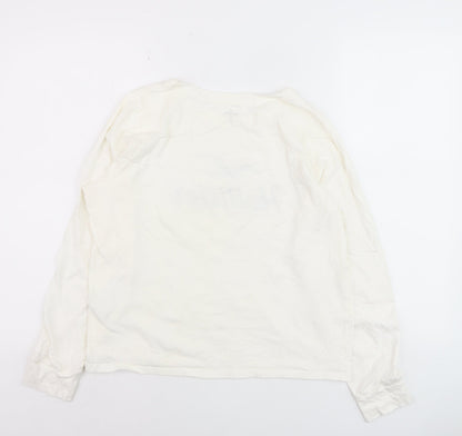 Hollister Boys White Cotton Long Sleeve Pyjama Top M