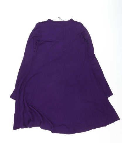 Boohoo Women Purple A-Line Long Sleeve Jersey Dress Size 6