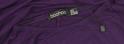 Boohoo Women Purple A-Line Long Sleeve Jersey Dress Size 6