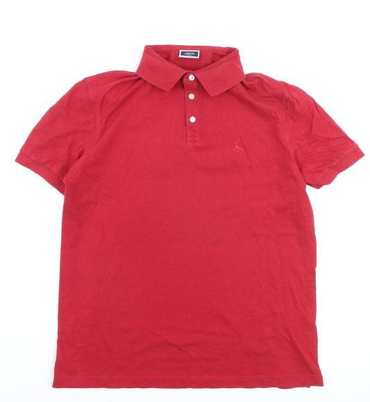 Charles Tyrwhitt Men's Red Cotton Stretch Polo Shirt Medium