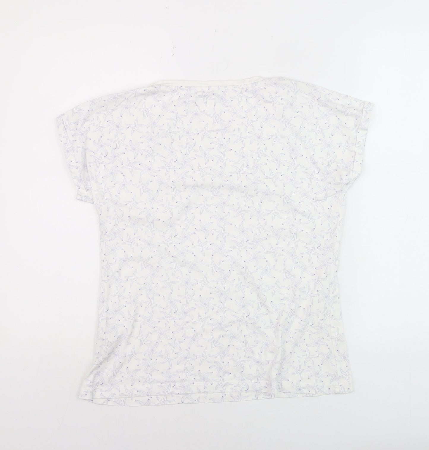 FatFace Womens White Starfish Print Cotton T-Shirt UK 12