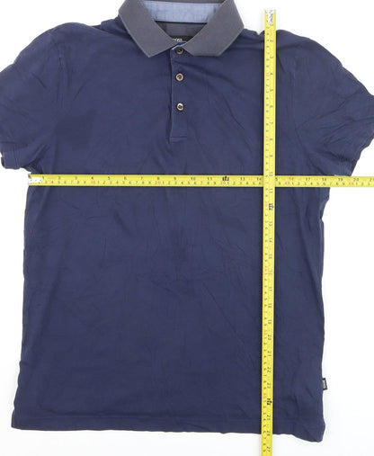 BOSS Mens Blue Slim Fit Cotton Polo Shirt M Short Sleeve Collared
