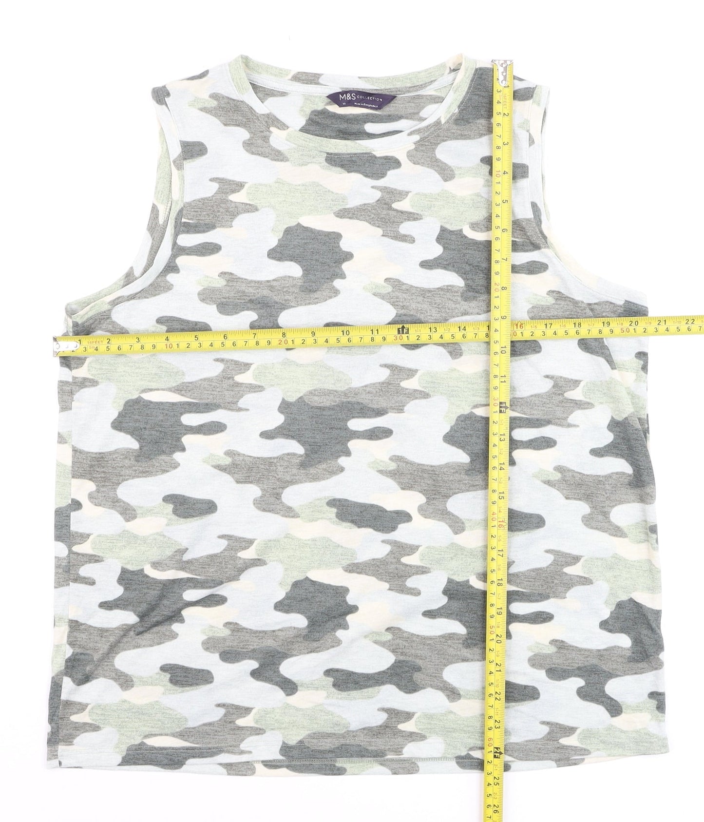 Marks and Spencer Women's Green Camouflage Sleeveless Tank Top Size 14