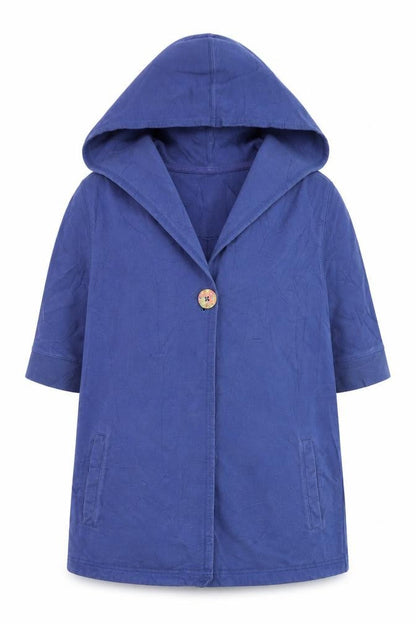 Lands' End Women’s Blue Hooded Cotton Jacket Size 10