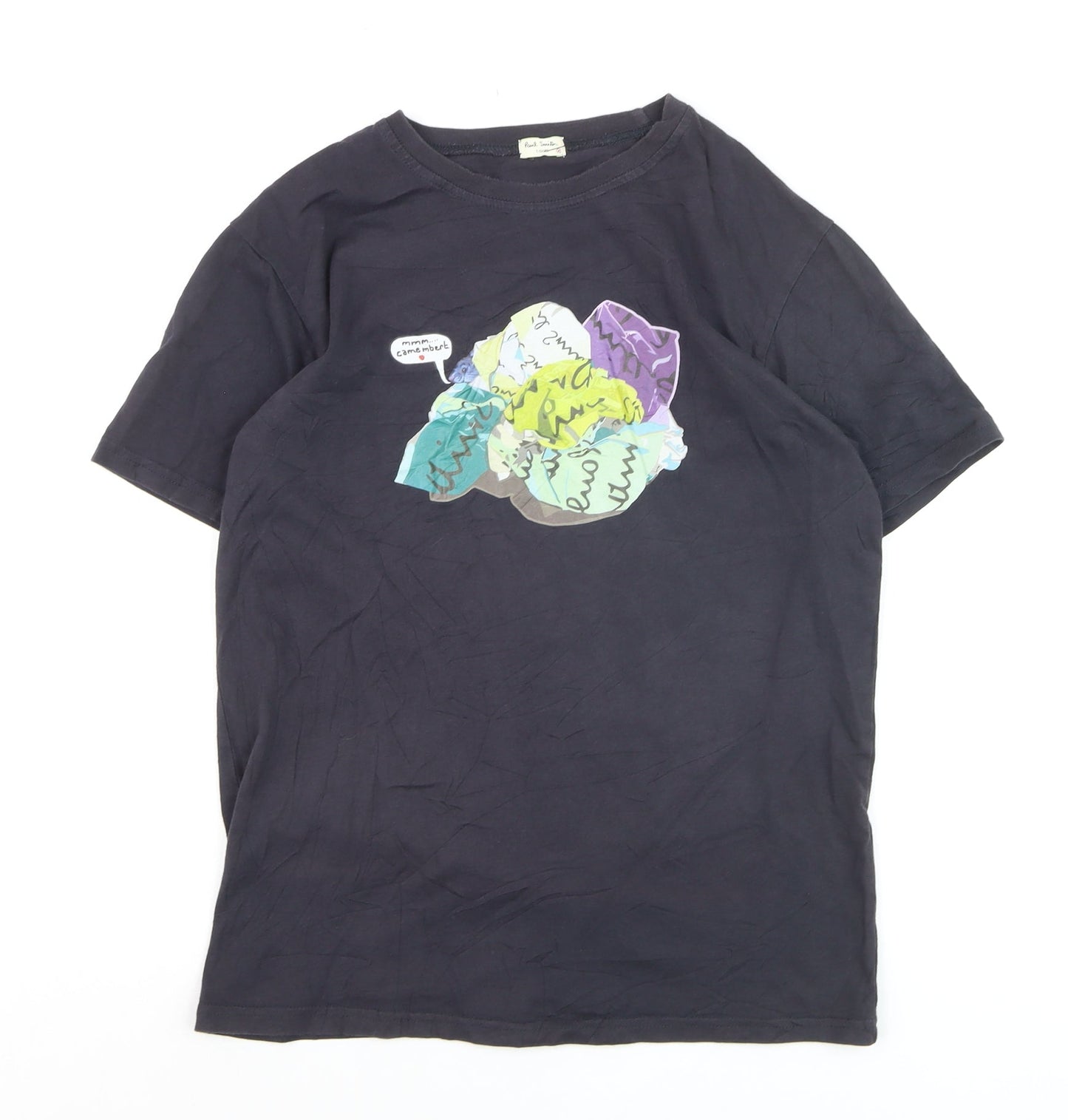 Paul Smith Men's Black Graphic Print Cotton Crew Neck T-Shirt M