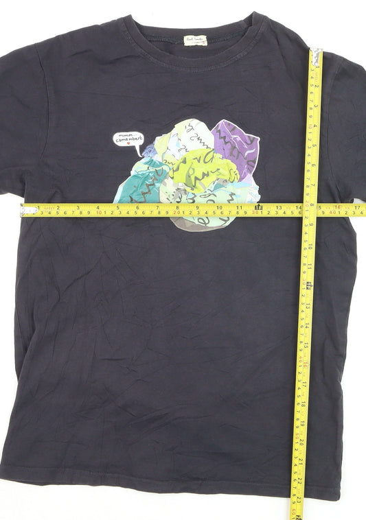 Paul Smith Men's Black Graphic Print Cotton Crew Neck T-Shirt M