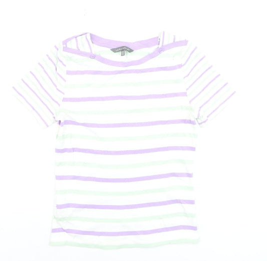 Laura Ashley Women's Multicoloured Striped Cotton T-Shirt Size 10