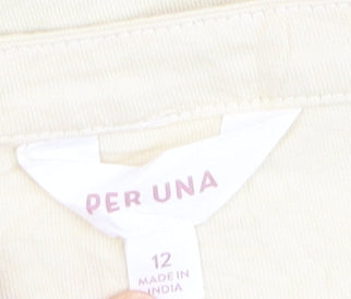 Marks and Spencer Per Una Women's Beige Embroidered Cotton Peasant Blouse Size 12