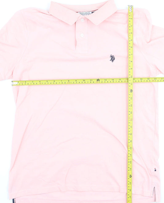 U.S. Polo Assn. Men's Pink Regular Fit Cotton Polo Shirt L