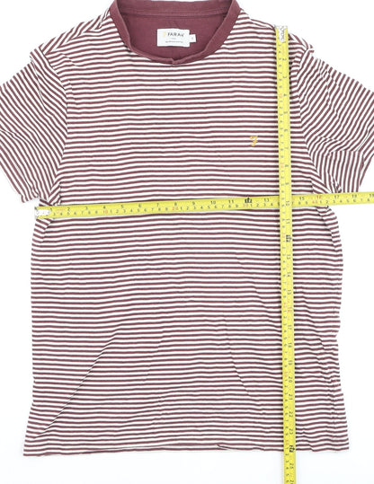 Farah Men's Brown White Striped Cotton Crew Neck T-Shirt Size S