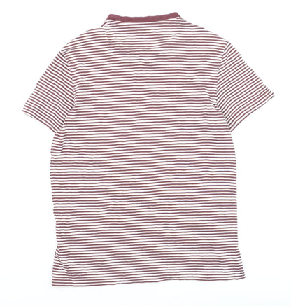 Farah Men's Brown White Striped Cotton Crew Neck T-Shirt Size S