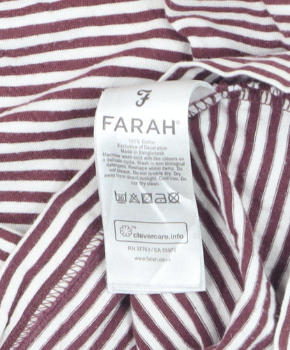 Farah Men's Brown White Striped Cotton Crew Neck T-Shirt Size S