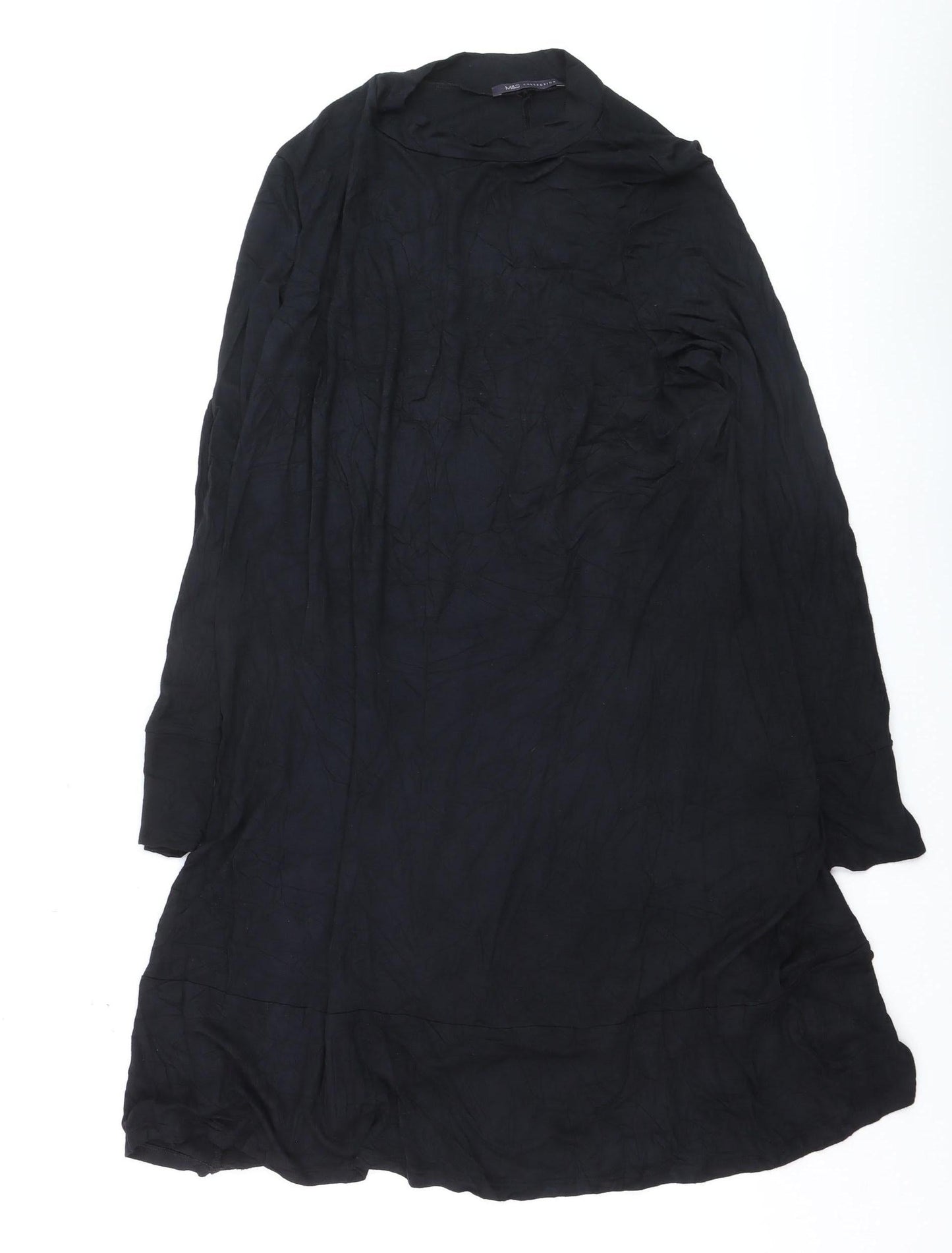 Marks and Spencer Women Black Size 18 High Neck Long Sleeve Tunic Jumper