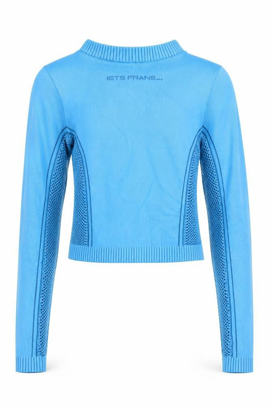 iets Womens frans Blue Long Sleeve Cropped Activewear Top Size S