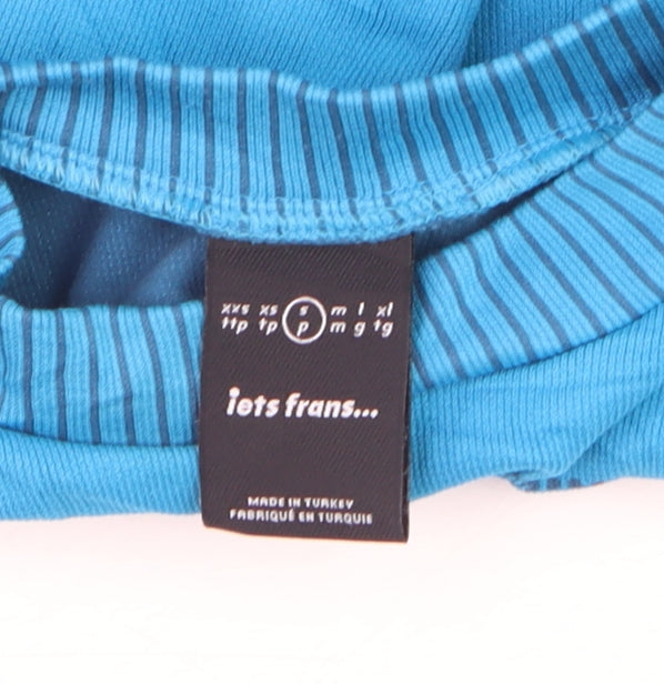 iets frans Blue Long Sleeve Cropped Activewear Top Size S