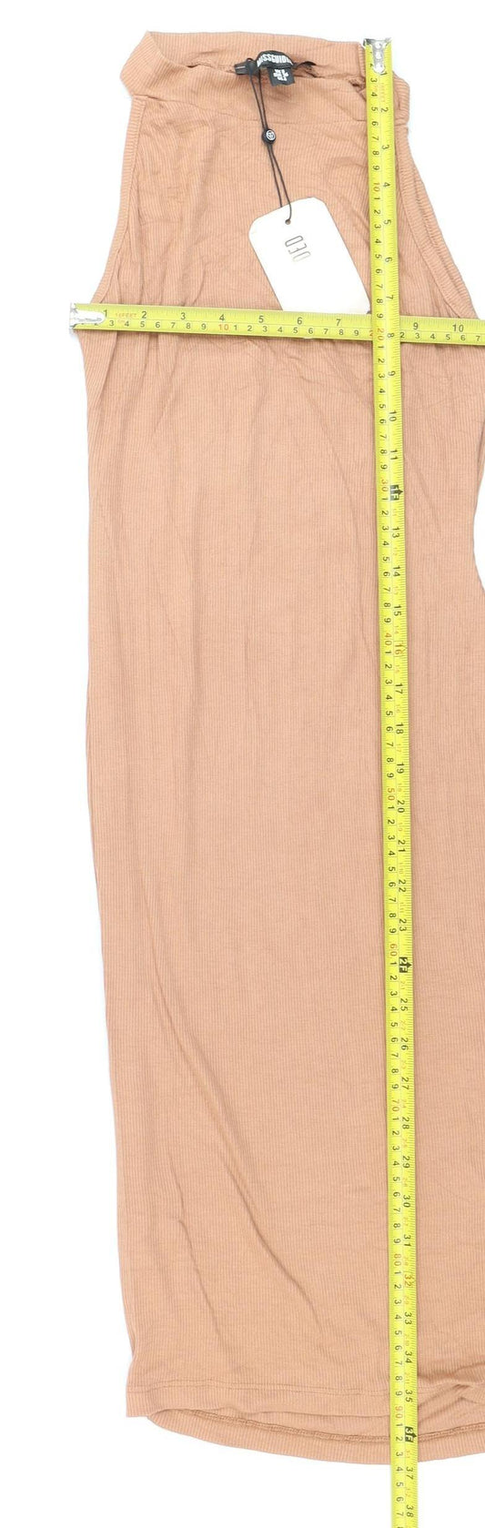Missguided Women’s Beige Sleeveless Midi Bodycon Dress Size 8