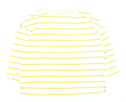 Fat Face Women's Yellow White Striped 3/4 Sleeve Cotton T-Shirt Size 12