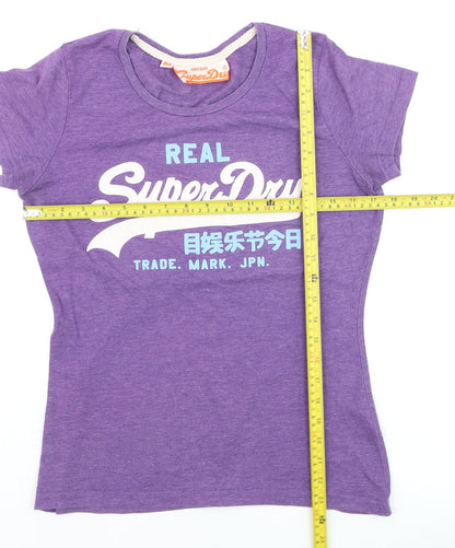 Superdry Women's Purple Short Sleeve Crew Neck T-Shirt Size M