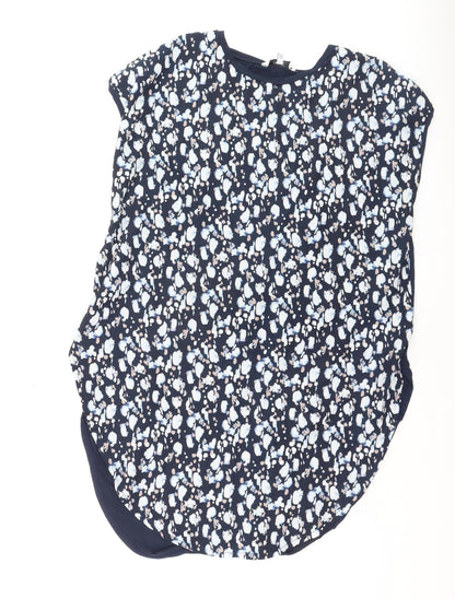 Next Women’s Blue Floral Tunic Blouse Size 16 Short Sleeve