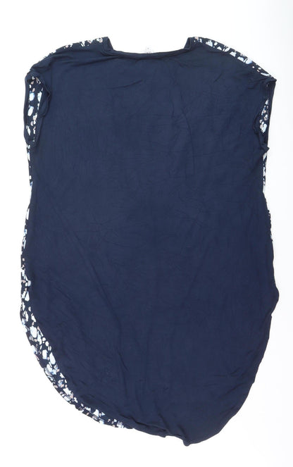 Next Women’s Blue Floral Tunic Blouse Size 16 Short Sleeve