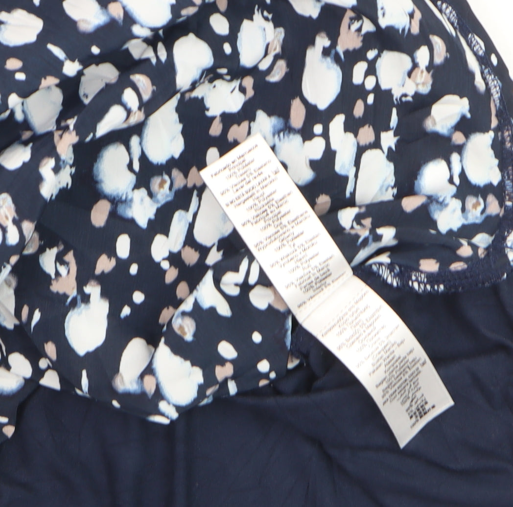 Next Women’s Blue Floral Tunic Blouse Size 16 Short Sleeve