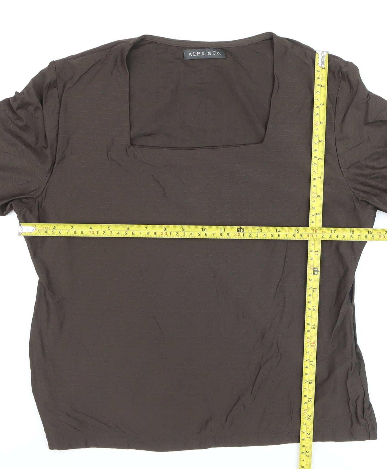 ALEX & Co. Women Brown Square Neck 3/4 Sleeve Blouse Size 16