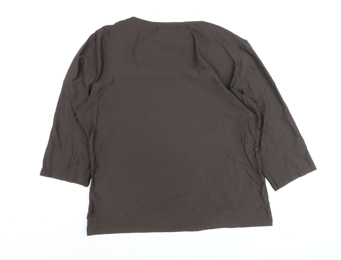 ALEX & Co. Women Brown Square Neck 3/4 Sleeve Blouse Size 16
