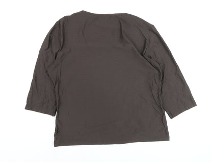 ALEX & Co. Women Brown Square Neck 3/4 Sleeve Blouse Size 16