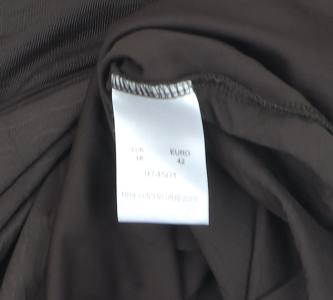 ALEX & Co. Women Brown Square Neck 3/4 Sleeve Blouse Size 16