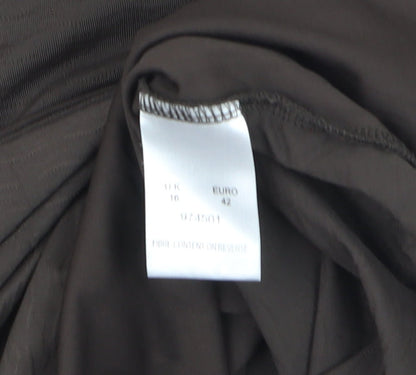 ALEX & Co. Women Brown Square Neck 3/4 Sleeve Blouse Size 16