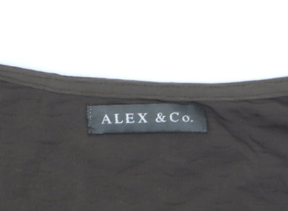 ALEX & Co. Women Brown Square Neck 3/4 Sleeve Blouse Size 16