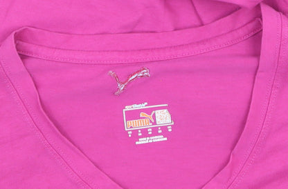 Puma Women's Pink V-Neck Slim Fit Sportstyle T-Shirt Size S