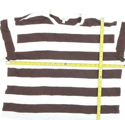 Marks and Spencer Women’s Brown Striped Cotton T-Shirt Size 20