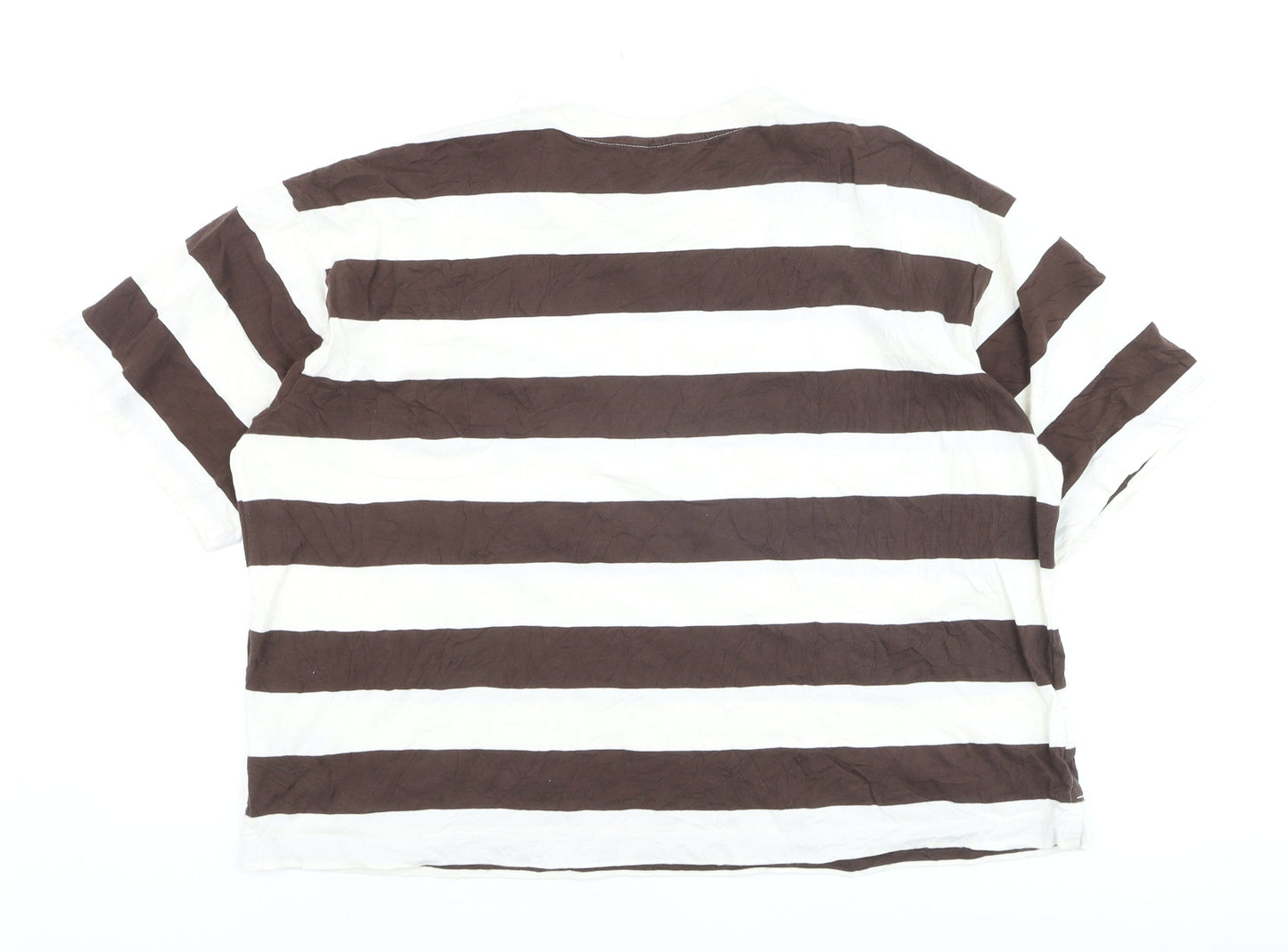Marks and Spencer Women’s Brown Striped Cotton T-Shirt Size 20