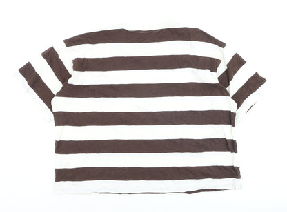 Marks and Spencer Women’s Brown Striped Cotton T-Shirt Size 20