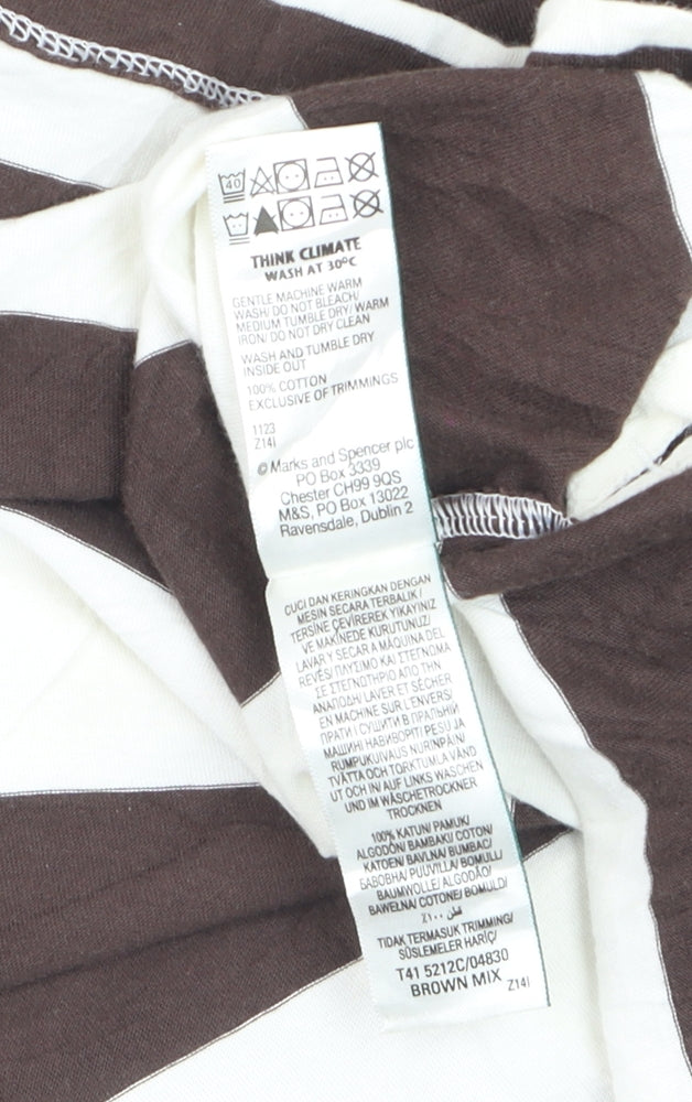 Marks and Spencer Women’s Brown Striped Cotton T-Shirt Size 20