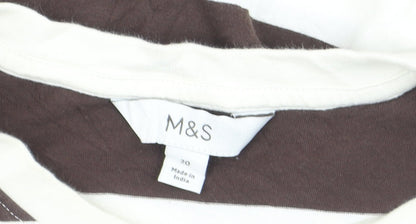 Marks and Spencer Women’s Brown Striped Cotton T-Shirt Size 20