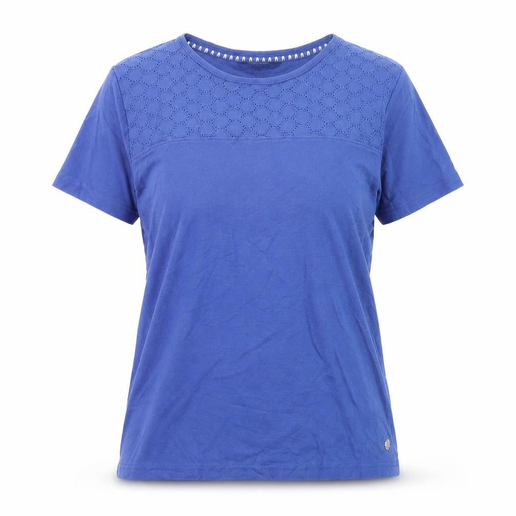 Maine New England Women's Blue Cotton Short Sleeve Eyelet T-Shirt Size 18