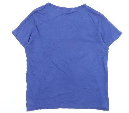 Maine New England Women's Blue Cotton Short Sleeve Eyelet T-Shirt Size 18