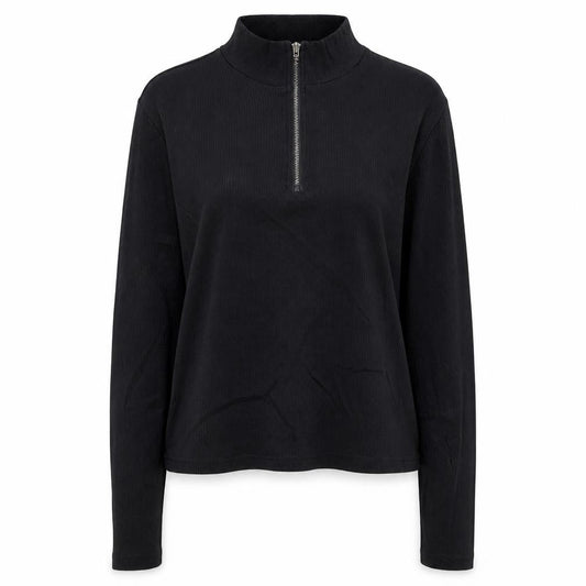 Brave Soul Women's Black Long Sleeve Mock Neck Zip Top L