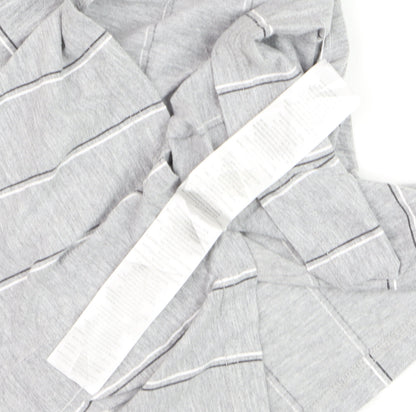 boohooMAN Unisex Grey Striped Basic T-Shirt Size M Crew Neck