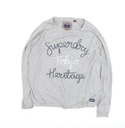 Superdry Women's Grey Pullover Sweatshirt Small Tokyo Heritage Logo