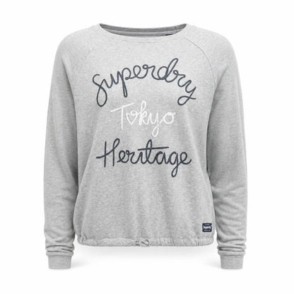 Superdry Women's Grey Pullover Sweatshirt Small Tokyo Heritage Logo