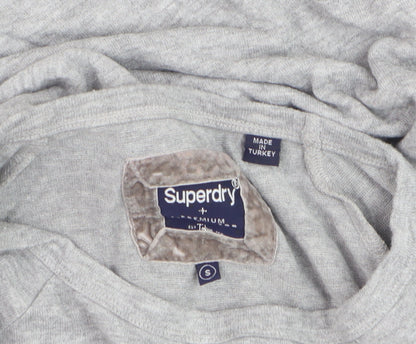 Superdry Women's Grey Pullover Sweatshirt Small Tokyo Heritage Logo